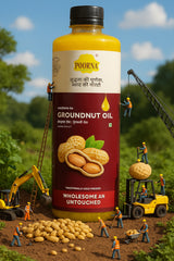 POORNA Cold-Pressed Groundnut Oil | 100% Pure, Raw, and Unfiltered | Junagad Peanuts