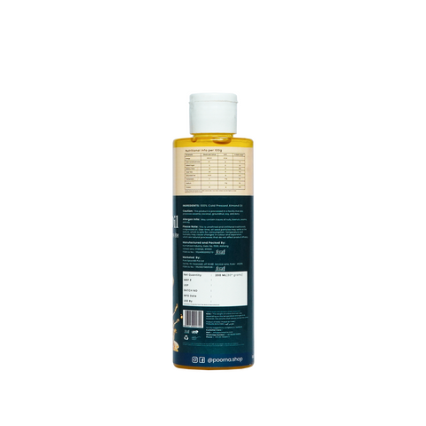 POORNA Wood-Pressed Almond Oil | लाकडीघाणा बदाम तेल | Cold Press Extraction | 100% Pure, Natural, and Unfiltered Oil