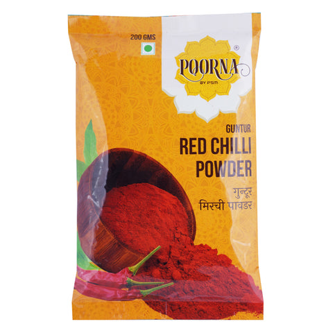 POORNA Red Chilli Powder | Guntur Chilli | लाल मिर्च पावडर | गुंटूर मिरची | 100% Natural | No Added Colours or Preservatives