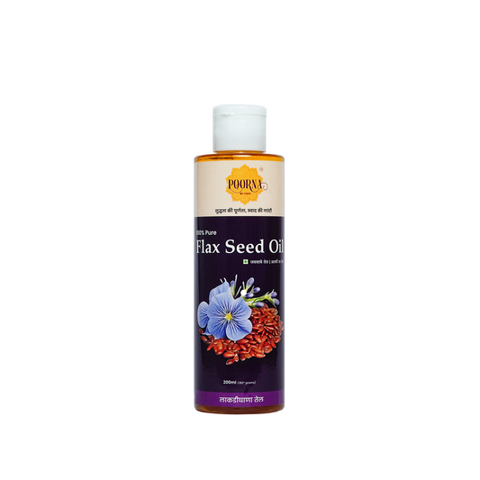 POORNA Wood-Pressed Flaxseed Oil | लाकडीघाणा जवस तेल | अलसी का तेल | Cold Press Extraction | 100% Pure, Natural, and Unfiltered Oil
