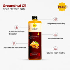 POORNA Cold-Pressed Groundnut Oil | 100% Pure, Raw, and Unfiltered | Junagad Peanuts