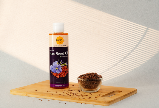 POORNA Wood-Pressed Flaxseed Oil | लाकडीघाणा जवस तेल | अलसी का तेल | Cold Press Extraction | 100% Pure, Natural, and Unfiltered Oil