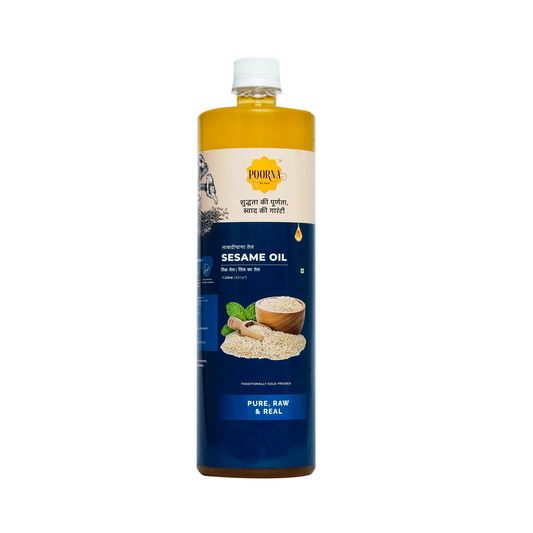 POORNA Cold-Pressed Sesame Oil | 100% Pure, Natural, and Unfiltered Oil