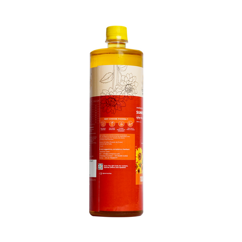 POORNA Wood-Pressed Sunflower Oil | लाकडीघाणा सूर्यफूल तेल | Cold Press Extraction | 100% Pure, Natural, and Unfiltered Oil
